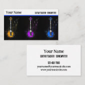 Kleurrijke gitaar trio muziek instructeur gitarist visitekaartje (Voorkant / Achterkant)