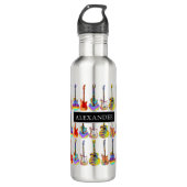 kleurrijke gitaarpatroon voeg Naam toe Waterfles (Voorkant)