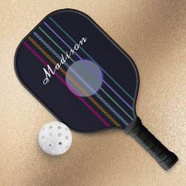 Kleurrijke gitaarsnaren Slank Modern Monogrammed Pickleball Paddle