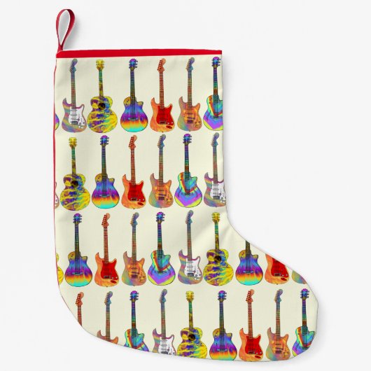 Kleurrijke gitaarspeler Kerstmis Kleine Kerstsok (Voorkant)