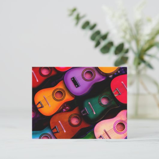 Kleurrijke gitaren briefkaart (Staand voorkant)