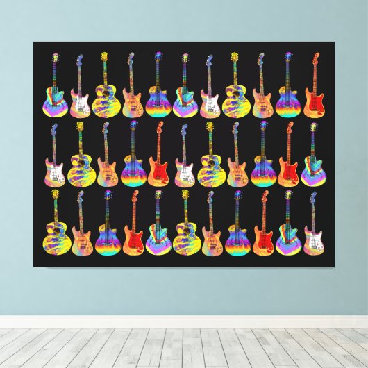 Kleurrijke gitaren canvas afdruk (Insitu (Houten vloer))