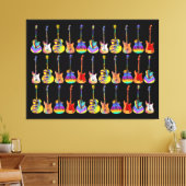 Kleurrijke gitaren canvas afdruk (Insitu (Woonkamer))