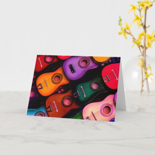 Kleurrijke Gitaren Kaart (Gele Bloem)