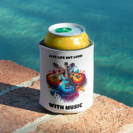 Kleurrijke gitaren leven hardop met muziek blikjeskoeler (Insitu Zwembad)