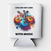 Kleurrijke gitaren leven hardop met muziek blikjeskoeler (Voorkant)
