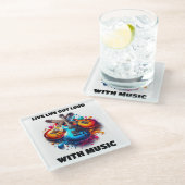 Kleurrijke gitaren leven hardop met muziek glazen onderzetter (Schuin)