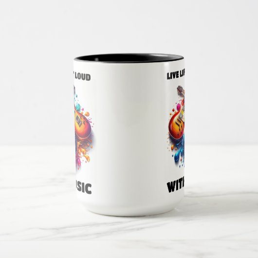 Kleurrijke gitaren leven hardop met muziek mok (Midden)