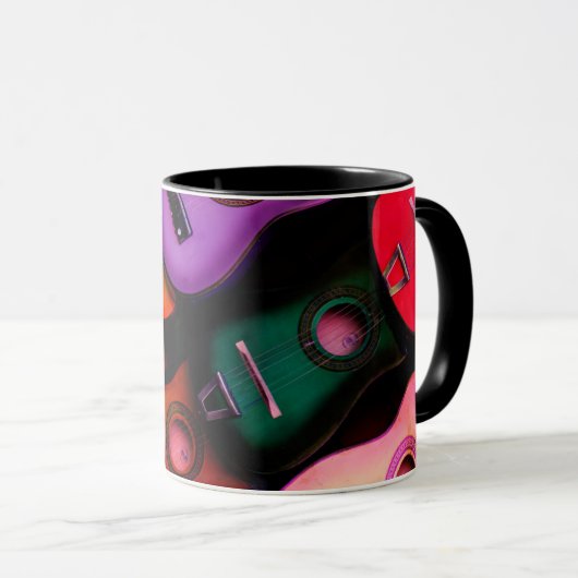 Kleurrijke gitaren mok (Voorkant rechts)