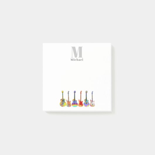 Kleurrijke gitaren Monogram muzikant Post-it® Notes (Voorkant)