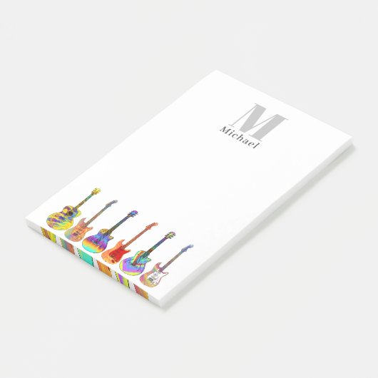 Kleurrijke Gitaren Monogram Post-it® Notes (Schuin)