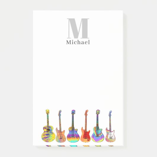 Kleurrijke Gitaren Monogram Post-it® Notes (Voorkant)