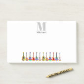 Kleurrijke gitaren muziek leraar Monogram Post-it® Notes (Op bureau)