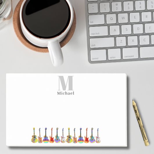 Kleurrijke Gitaren Muziekleraar Monogram Post-it® Notes