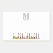 Kleurrijke Gitaren Muziekleraar Monogram Post-it® Notes (Voorkant)