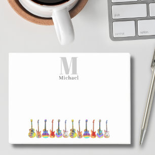 Kleurrijke gitaren muzikant songwriter Monogram Post-it® Notes