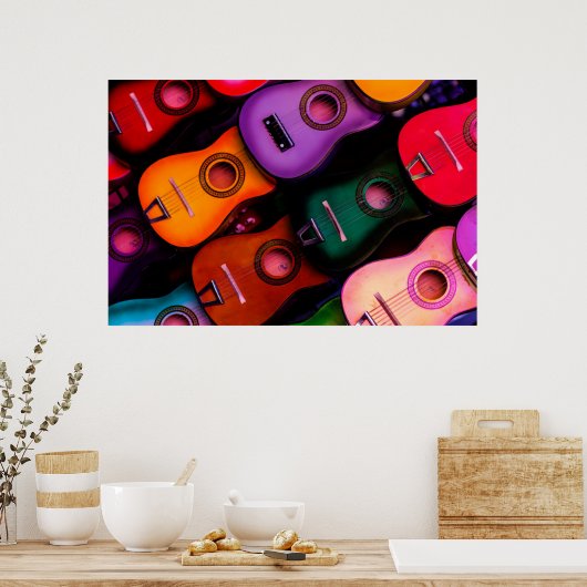 Kleurrijke gitaren poster (Keuken)