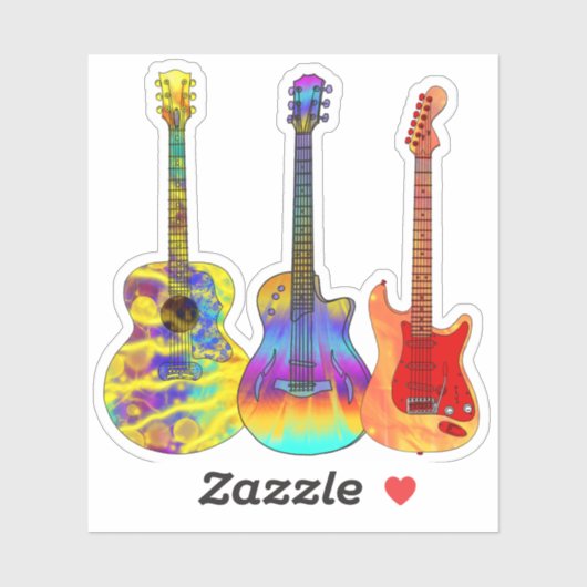 Kleurrijke gitaren sticker (Vel)