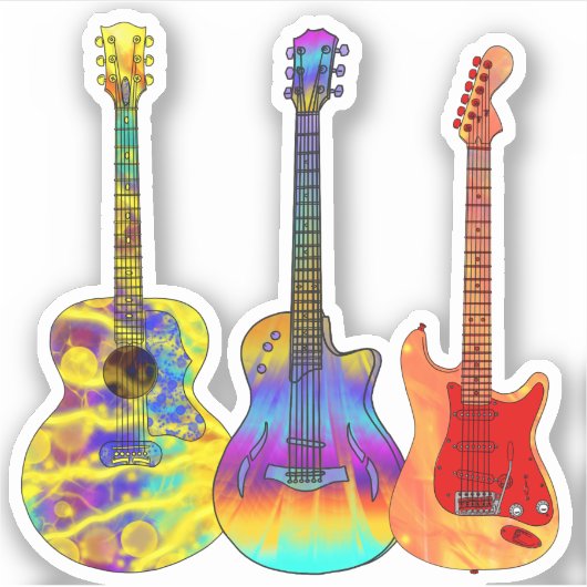 Kleurrijke gitaren sticker (Voorkant)