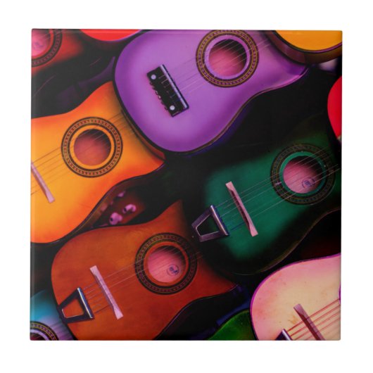 Kleurrijke gitaren tegeltje (Voorkant)