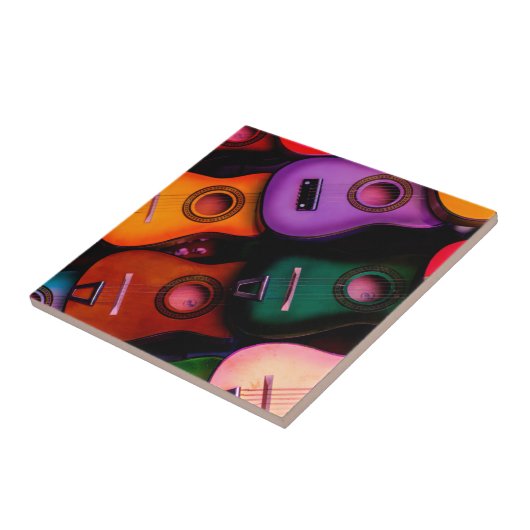 Kleurrijke gitaren tegeltje (Zijkant)