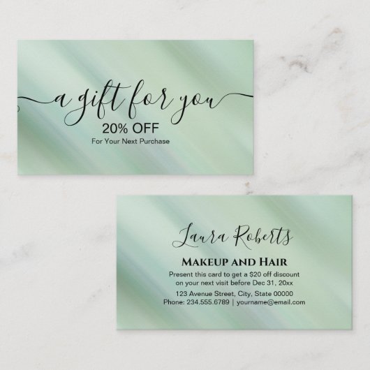 Kleurrijke Glam Iradiscent Sparkle Holographic Dis Kortingskaartje (Voorkant / Achterkant)