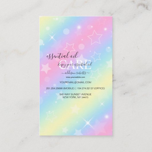 Kleurrijke glam Iridescent Sparkle-olieplek B Visitekaartje (Achterkant)