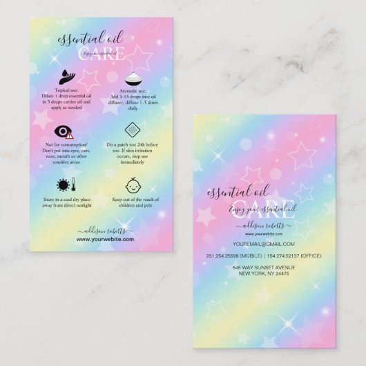 Kleurrijke glam Iridescent Sparkle-olieplek B Visitekaartje (Voorkant / Achterkant)