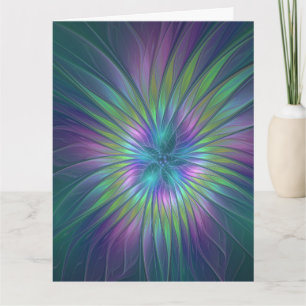 Kleurrijke Glanzende Fantasie Bloem Abstracte Frac Bedankkaart
