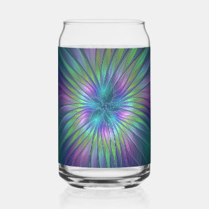 Kleurrijke Glanzende Fantasie Bloem Abstracte Frac Blikvorm Glas