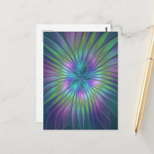 Kleurrijke Glanzende Fantasie Bloem Abstracte Frac Briefkaart