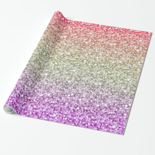 Kleurrijke glanzende glitter cadeaupapier (Uitgerold)