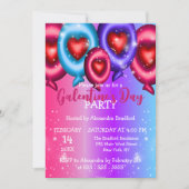 Kleurrijke Glanzende Hart Ballonnen Galentine's Da Kaart (Voorkant)