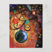 Kleurrijke Glanzende Kerstboom Kunst Briefkaart (Voorkant)