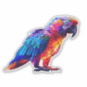 Kleurrijke Glanzende Papegaai Sticker (Voorkant)