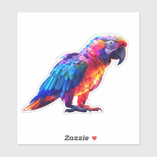 Kleurrijke Glanzende Papegaai Sticker (Vel)