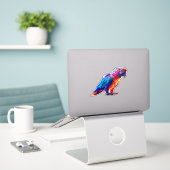 Kleurrijke Glanzende Papegaai Sticker (Laptop op bureau)