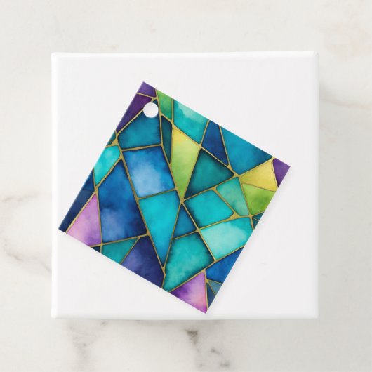 Kleurrijke Glas in lood Art Gift Labels (In situ)