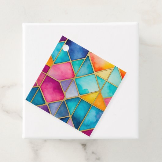 Kleurrijke Glas in lood Art Gift Labels (In situ)