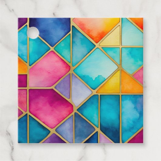 Kleurrijke Glas in lood Art Gift Labels (Voorkant)