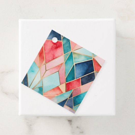 Kleurrijke Glas in lood Art Gift Labels (In situ)