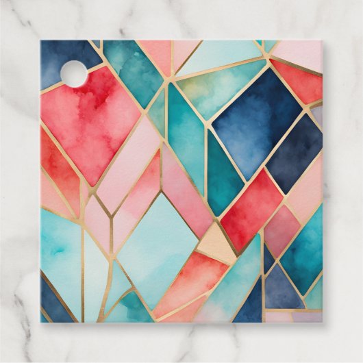 Kleurrijke Glas in lood Art Gift Labels (Voorkant)