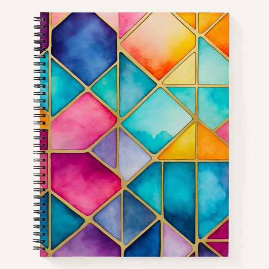 Kleurrijke Glas in lood Art Spiral Notitieboek (Voorkant)