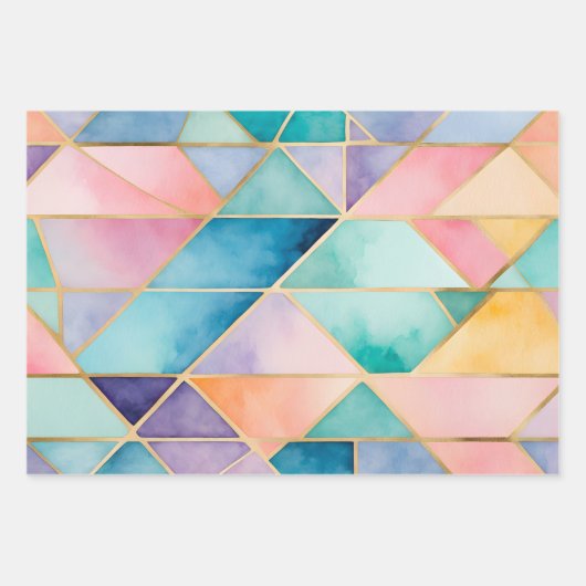 Kleurrijke Glas in lood Art Wrapping Paper Sheets (Voorkant 3)