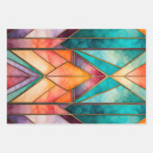 Kleurrijke Glas in lood Art Wrapping Paper Sheets (Voorkant 3)