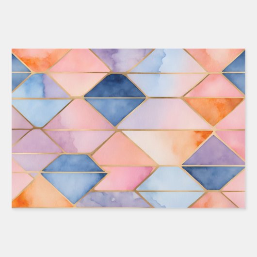 Kleurrijke Glas in lood Art Wrapping Paper Sheets (Voorkant)