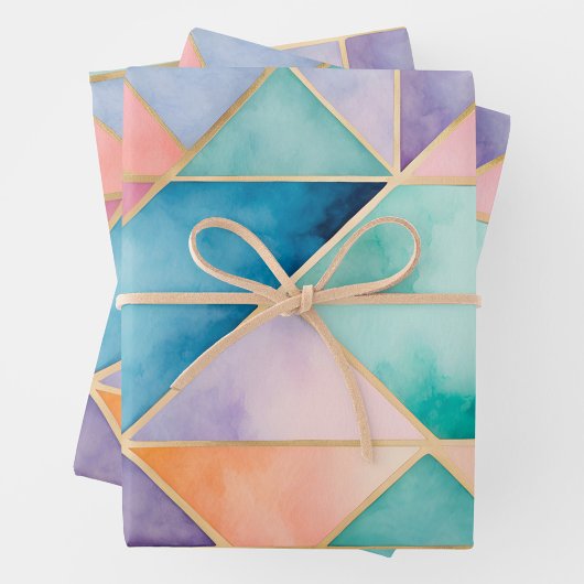 Kleurrijke Glas in lood Art Wrapping Paper Sheets