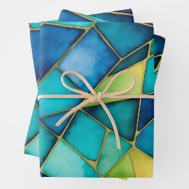 Kleurrijke Glas in lood Art Wrapping Paper Sheets