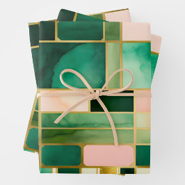 Kleurrijke Glas in lood Art Wrapping Paper Sheets