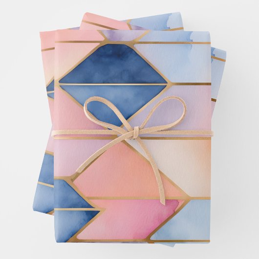 Kleurrijke Glas in lood Art Wrapping Paper Sheets